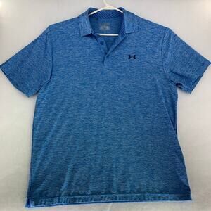Under Armour Mens HeatGear Loose Fit Polo Heather Blue Size XL